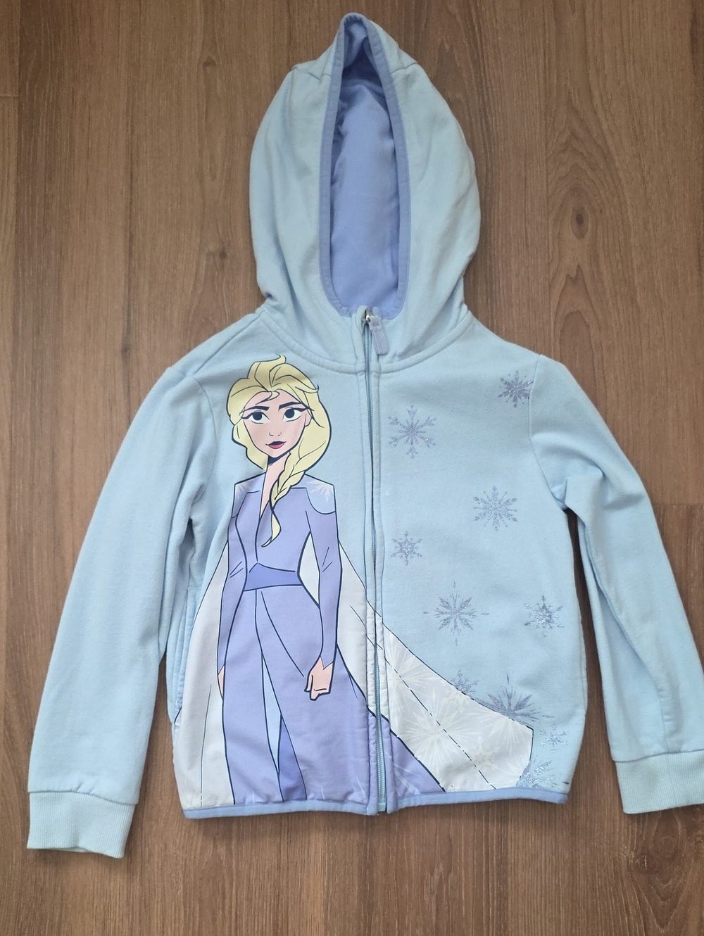 Disney Girl's Light Blue Elsa Frozen Hoodie. Size 5/6